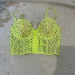 Victoria's Secret Neon Yellow Mesh Longline Bra